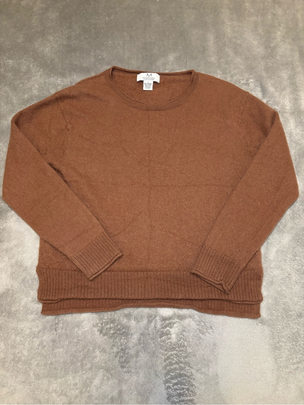 Magaschoni 100% Cashmere Sweater Women's L Brown Crewneck